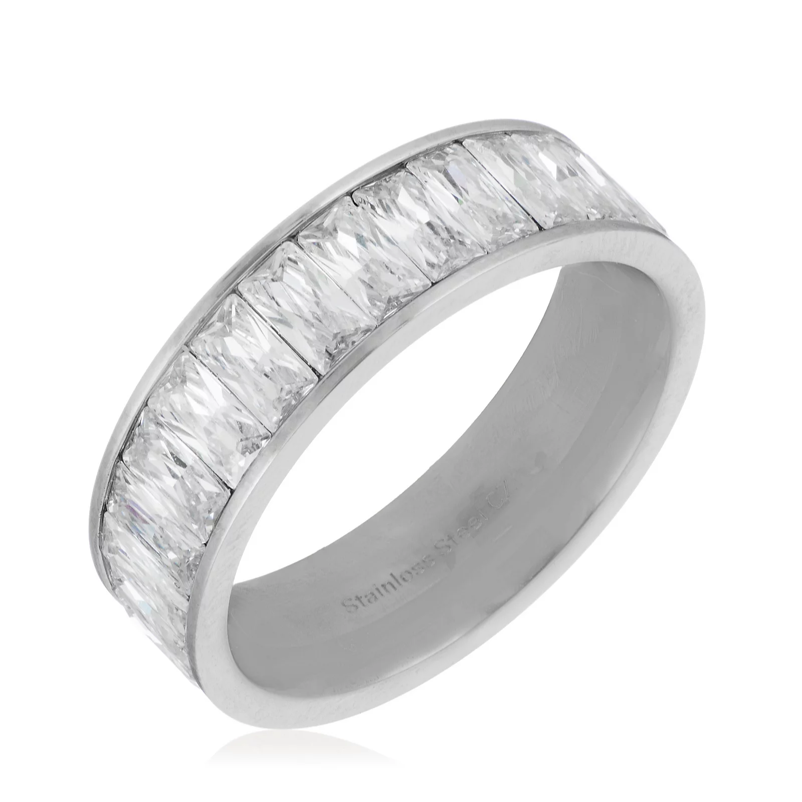 Steel by Diamonique Baguette Band Ring Stainless Steel
