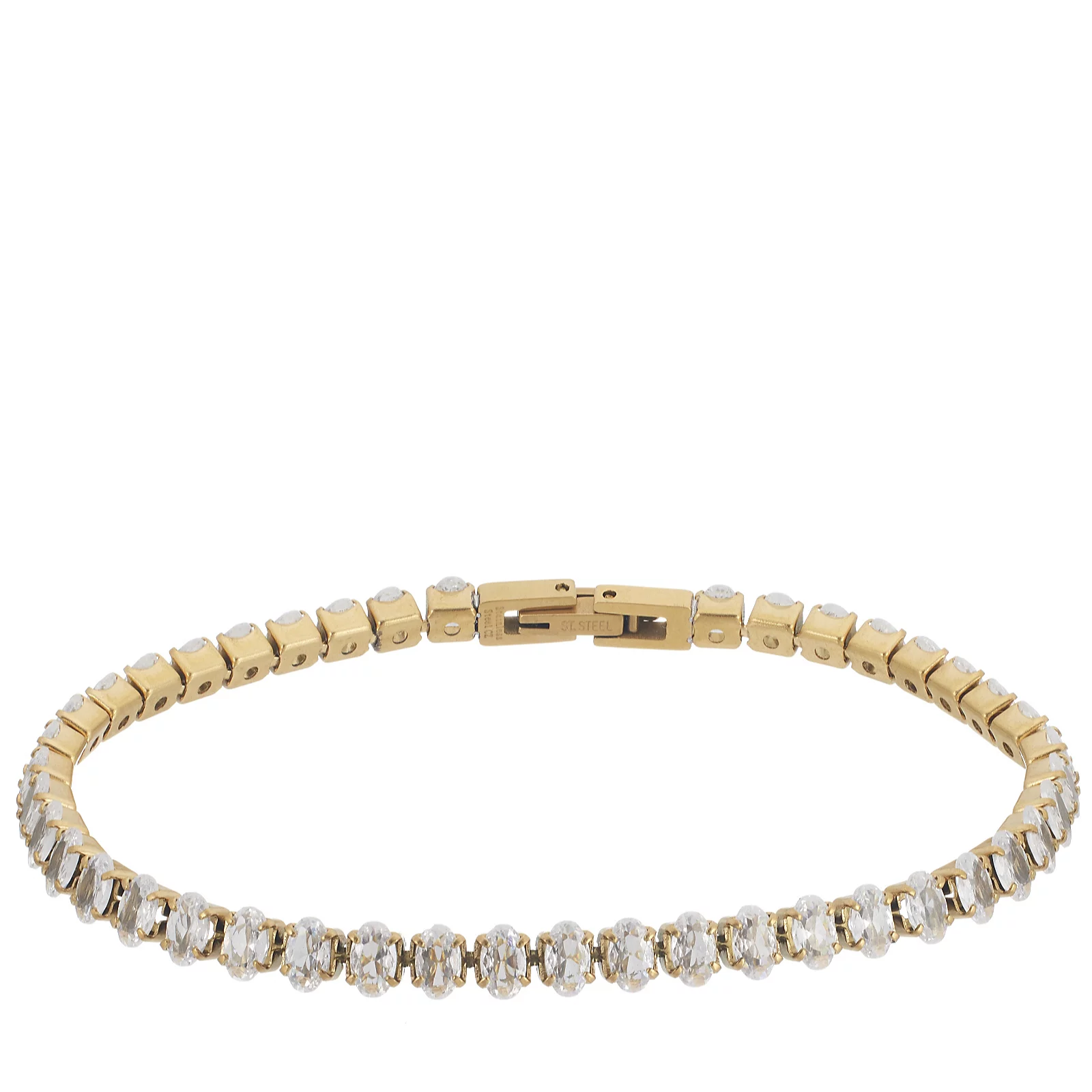Steel by Diamonique Simulated Gemstone Tennis Bracelet Stainless Steel
