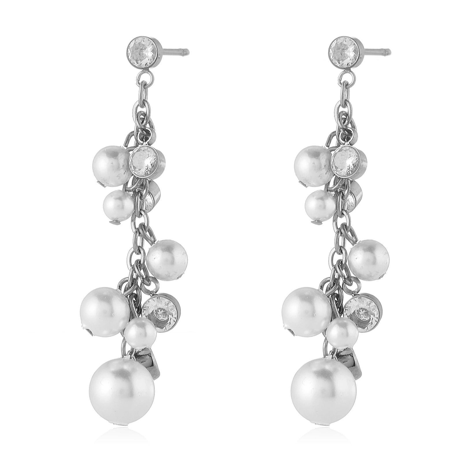 Steel by Diamonique Simulated Pearl Drop Earrings Sterling Silver