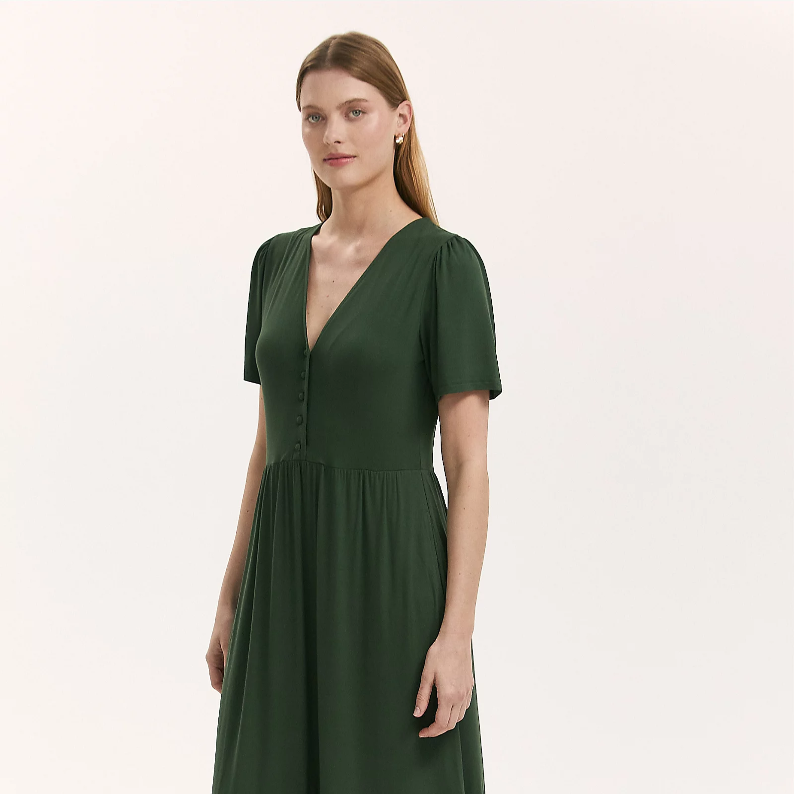 Finery London Edith Viscose Jersey Stretch Dress with Buttons