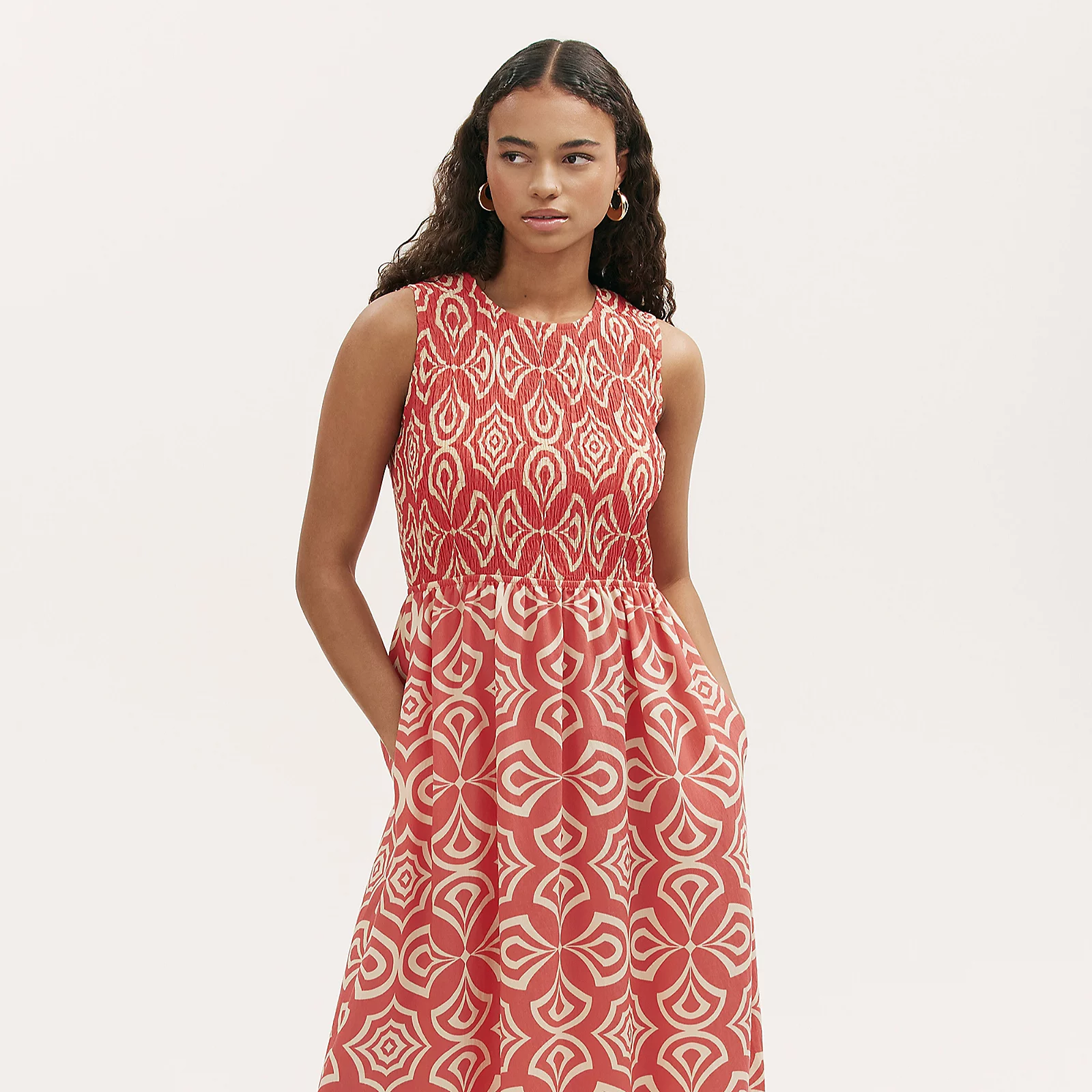 Finery London Skylar Boarder Print Mosaic Midi Dress